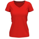 T-shirt Damski Slim Dekolt V S9710 - Scarlet Red