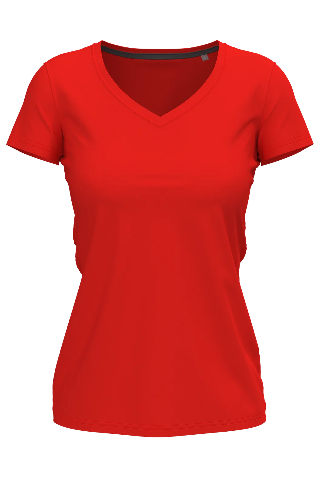 T-shirt Damski Slim Dekolt V S9710 - Scarlet Red