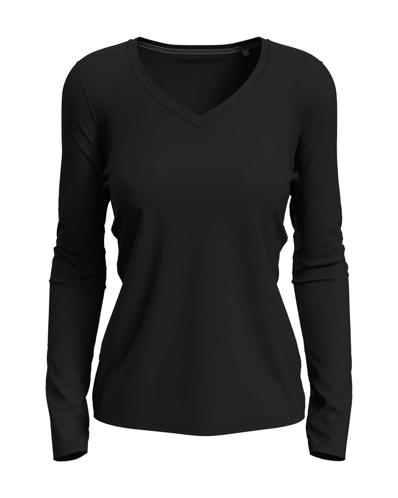 Bluzka Damska Slim z Dlugim Rekawem S9720 - Black Opal