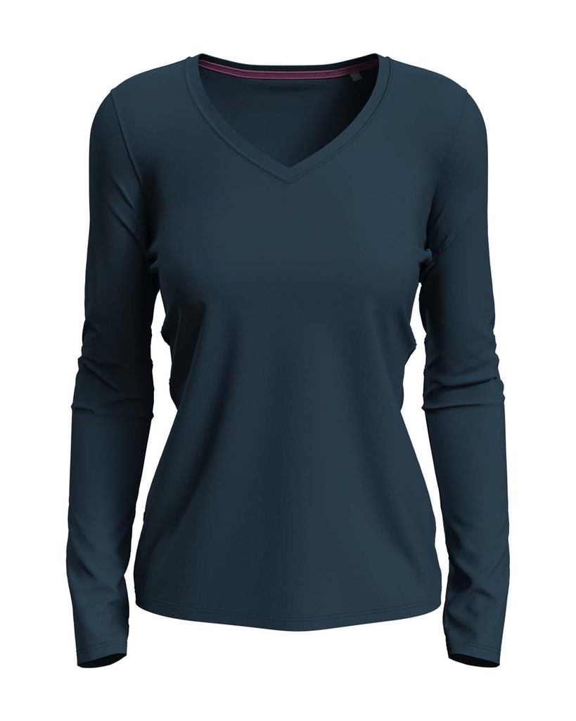 Bluzka Damska Slim z Dlugim Rekawem S9720 - Marina Blue