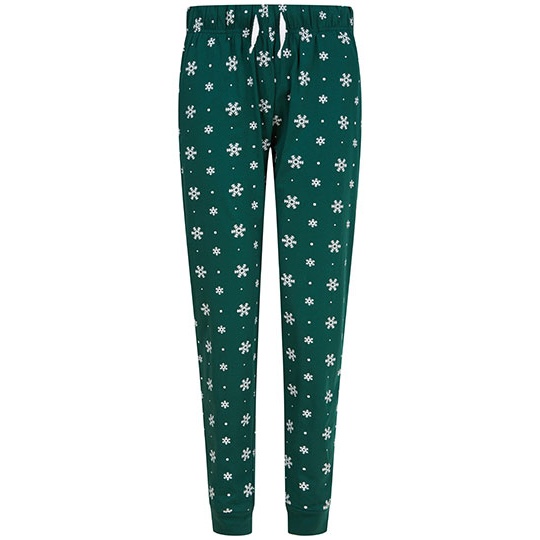 Damskie spodnie dresowe SF085 - Bottle & White Snowflakes