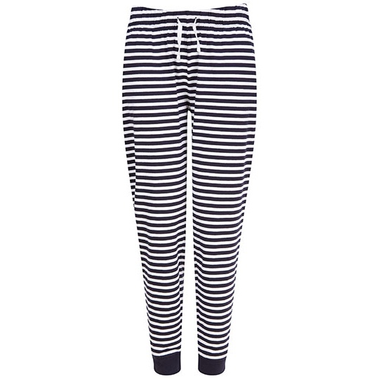 Spodnie Dresowe Damskie Bawełniane Platki Sniegu SF085 - Navy & White Stripes