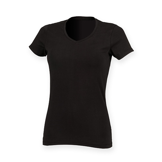 Damski T-shirt Slim Elastyczny SF122 - Black