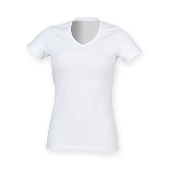 Damski T-shirt Slim Elastyczny SF122 - White