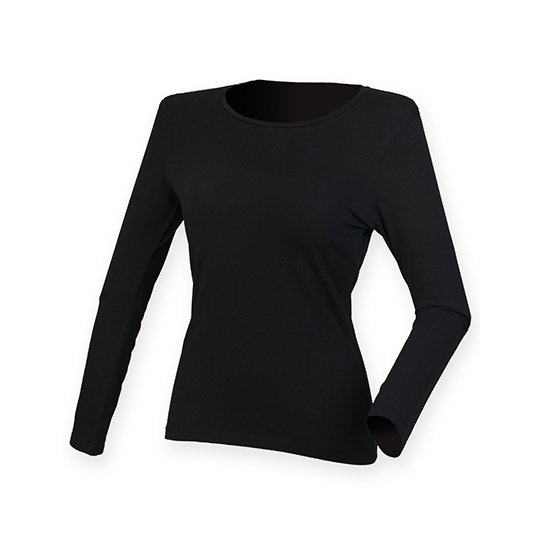 Dopasowana damska koszulka z dlugim rekawem SF124 - Black