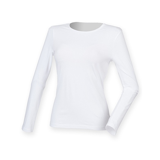 Dopasowana damska koszulka z dlugim rekawem SF124 - White