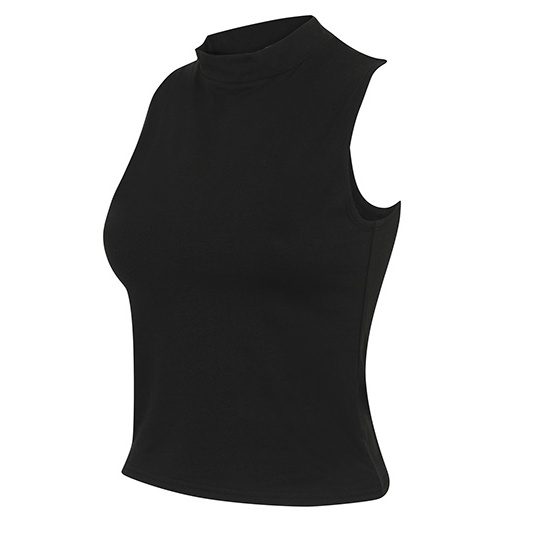 Damski krotki top ze stojka SF170 - Black