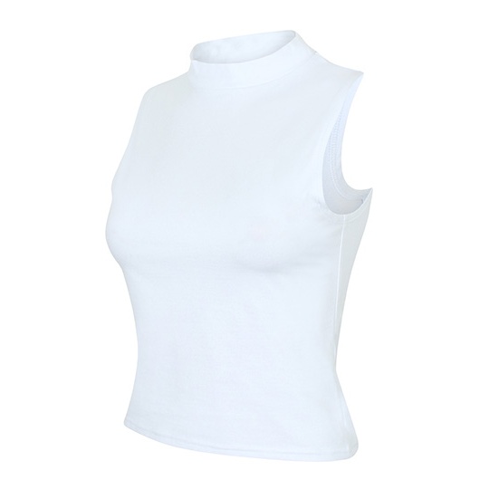 Damski krotki top ze stojka SF170 - White