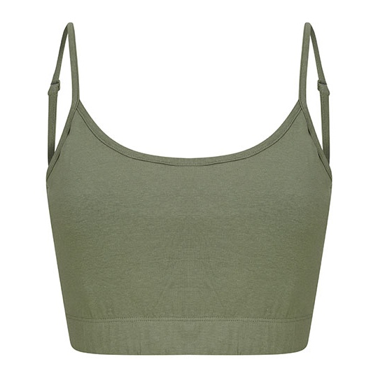 Krotki top na ramiaczkach SF230 - Khaki