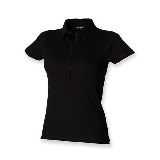 Polo Damskie Slim Fit Pika Elastyczna SF42 - Black