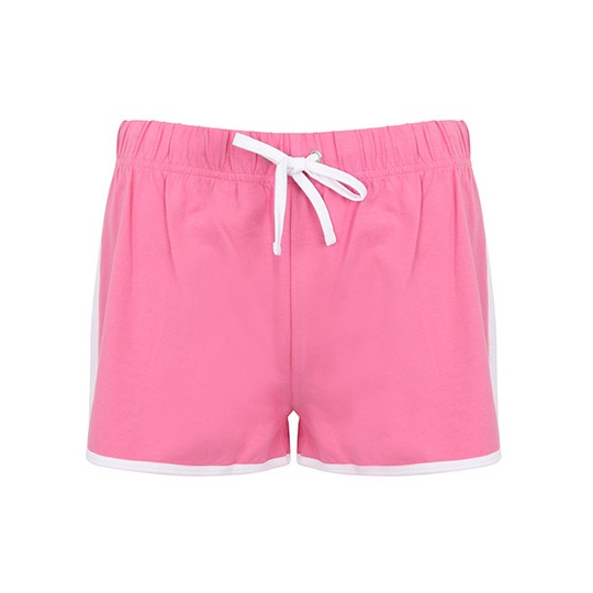 Szorty Damskie Klasyczne Bawelniane SF69 - Bright Pink & White