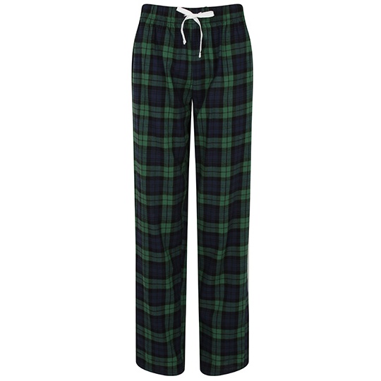 Spodnie Damskie Luźne Flanelowe w Kratę SF83 - Navy-Green Check