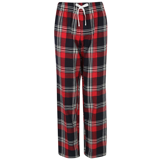 Spodnie Damskie Luźne Flanelowe w Kratę SF83 - Red-Navy Check
