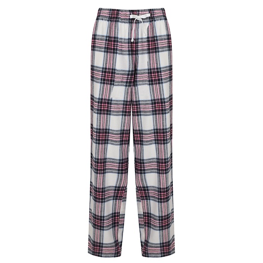 Spodnie Damskie Luzne Flanelowe w Krate SF83 - White-Pink Check
