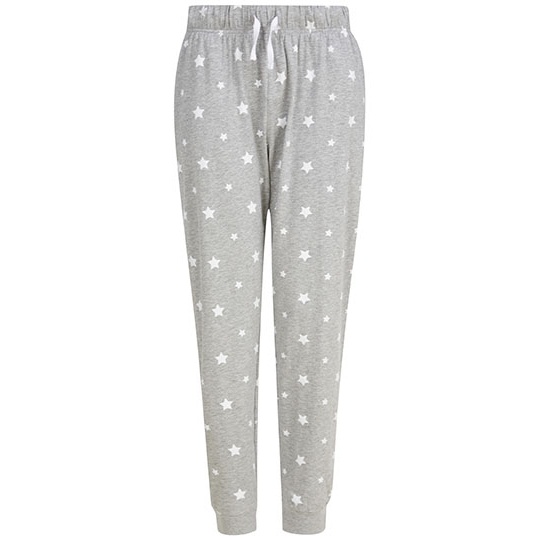 Spodnie Dresowe Unisex Bawelniane Platki Sniegu SFM086 - Heather Grey & White Stars