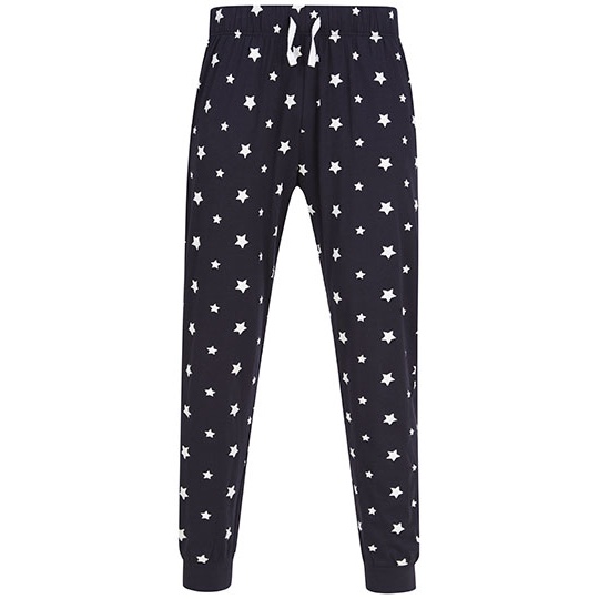 Spodnie Dresowe Unisex Bawełniane Platki Sniegu SFM086 - Navy & White Stars