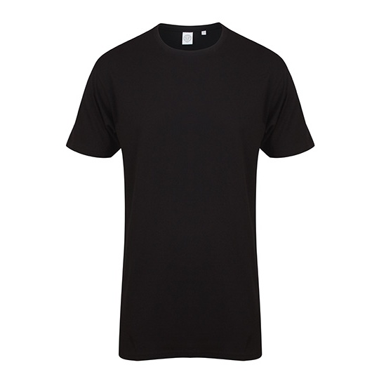 T-shirt Męski Klasyczny Przedluzany Bawełniany SFM258 - Black
