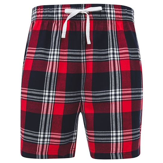 Męskie szorty flanelowe w kratę SFM82 - Red-Navy Check