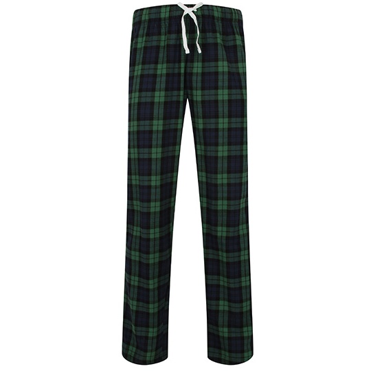 Męskie luźne spodnie SFM83 - Navy-Green Check
