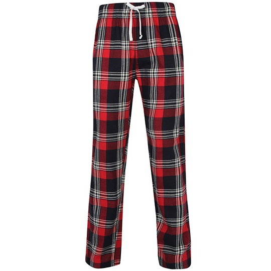 Męskie luźne spodnie flanelowe SFM83 - Red-Navy Check