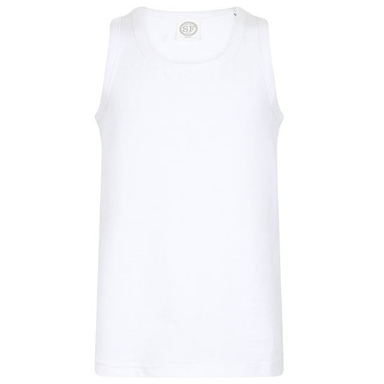 Dziecięca dopasowana koszulka bez rękawów SM123 - White