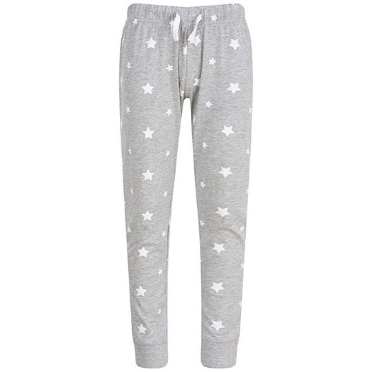 Spodnie Dresowe Dzieciece Bawelniane z Nadrukiem SM85 - Heather Grey & White Stars