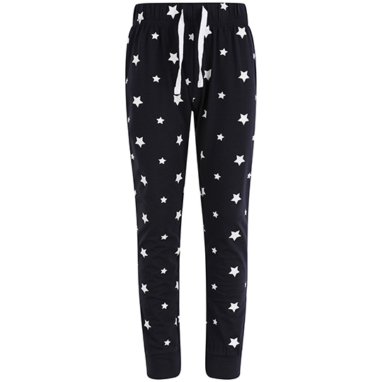 Spodnie Dresowe Dzieciece Bawelniane z Nadrukiem SM85 - Navy & White Stars