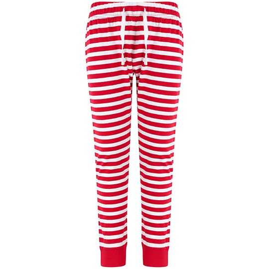 Spodnie Dresowe Dzieciece Bawelniane z Nadrukiem SM85 - Red & White Stripes