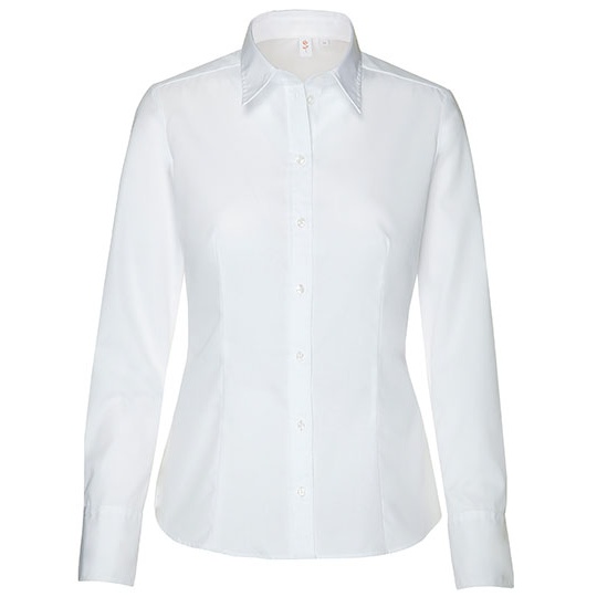 Bluzka Damska Klasyczna Bawełniana Fil a Fil SN080604 - White