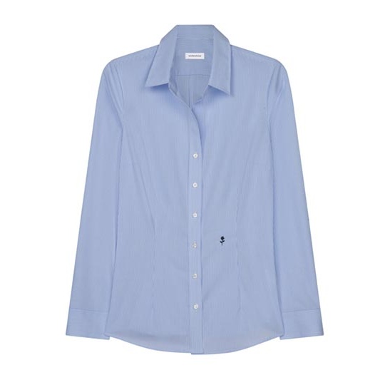 Bluzka Slim Fit Popelina Bawelniana SN080619 - New Striped Light Blue - White