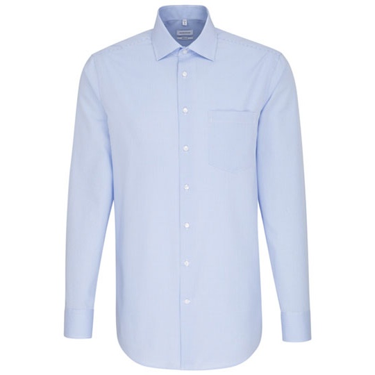 Koszula męska regular fit w kratę/paski długi rękaw SN193600 - Check Light Blue