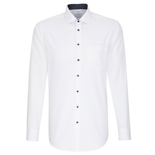 Koszula Meska Regular Fit Popelinowa Nie Wymaga Prasowania SN193690 - White