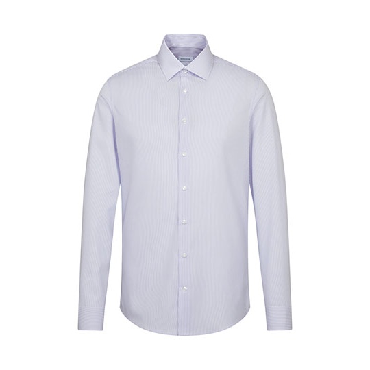 Koszula męska dopasowana w krate/paski długi rękaw SN293600 - Striped Light Blue