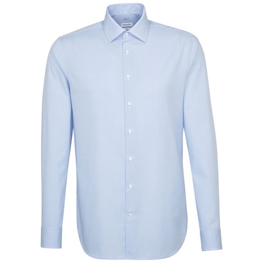 Koszula męska slim fit w kratę/paski z długim rękawem SN693600 - Check Light Blue