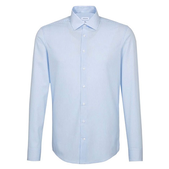 Koszula Meska Slim Fit Popelinowa w Krate SN693600 - Striped Light Blue - White