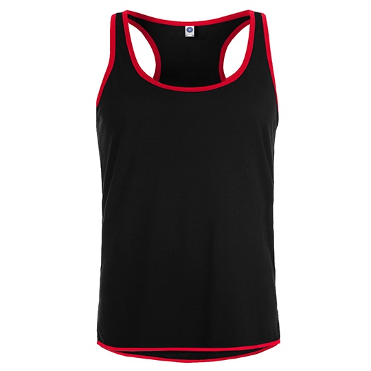 Kamizelka Sportowa Kontrastowa Odprowadzajaca Wilgoc SW305 - Black & Fiesta Red