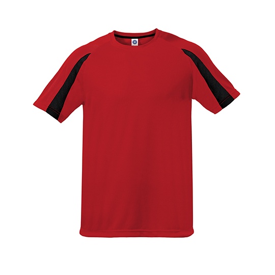 Koszulka Sportowa Unisex Teksturowany Poliester Odprowadzajaca Wilgoc SW309 - Fiesta Red & Black