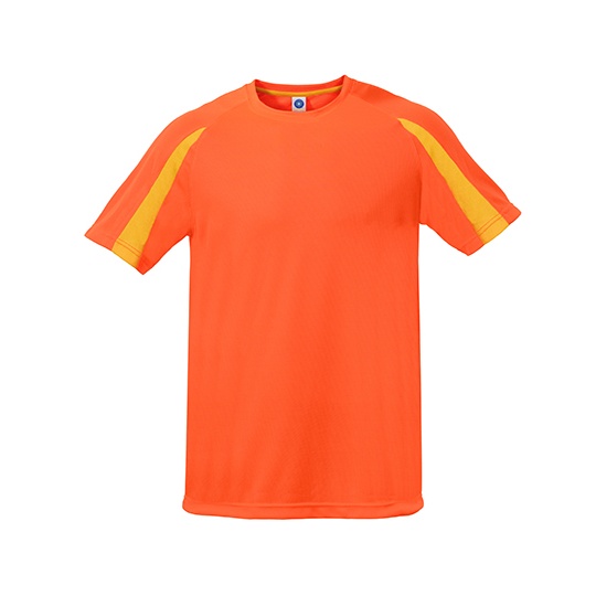 Koszulka Sportowa Unisex Teksturowany Poliester Odprowadzajaca Wilgoc SW309 - Fluorescent Orange & Gold