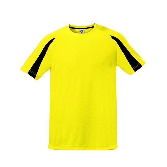 Koszulka Sportowa Unisex Teksturowany Poliester Odprowadzajaca Wilgoc SW309 - Fluorescent Yellow & Black