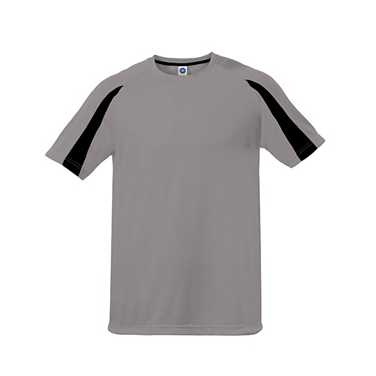 Koszulka Sportowa Unisex Teksturowany Poliester Odprowadzajaca Wilgoc SW309 - Sports Grey (Melange) & Black