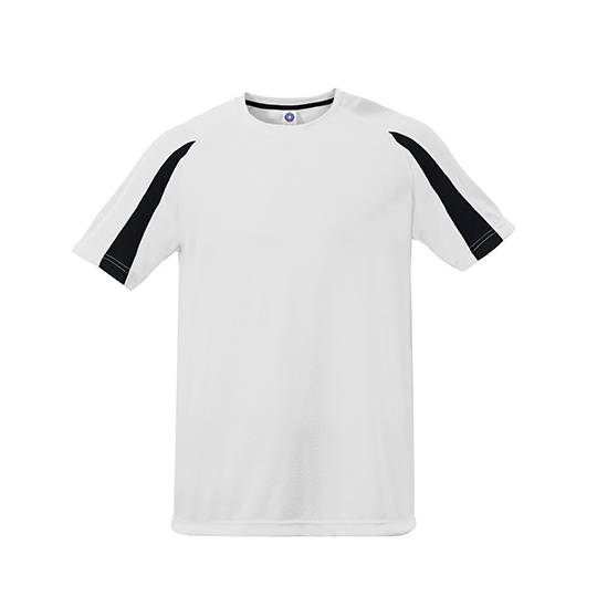 Koszulka Sportowa Unisex Teksturowany Poliester Odprowadzajaca Wilgoc SW309 - White & Black