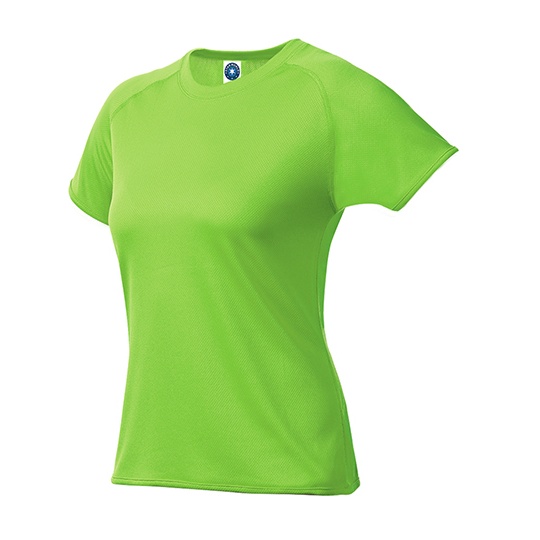 Damska Koszulka Sportowa Raglanowa Odprowadzajaca Wilgoc SW403 - Fluorescent Green