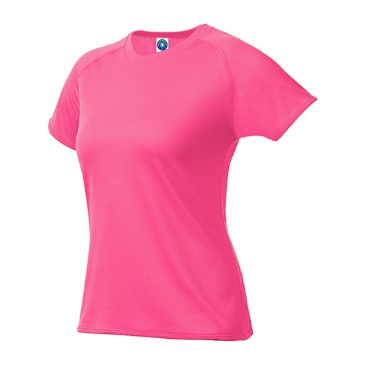 Damska Koszulka Sportowa Raglanowa Odprowadzajaca Wilgoc SW403 - Fluorescent Pink