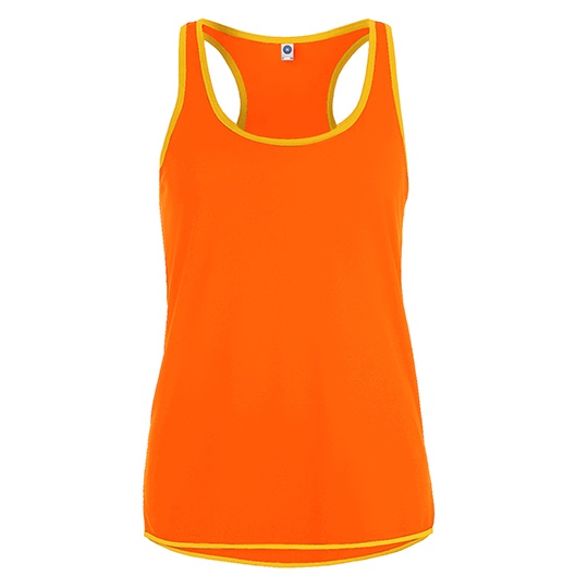 Damska kontrastowa kamizelka sportowa SW405 - Fluorescent Orange & Gold