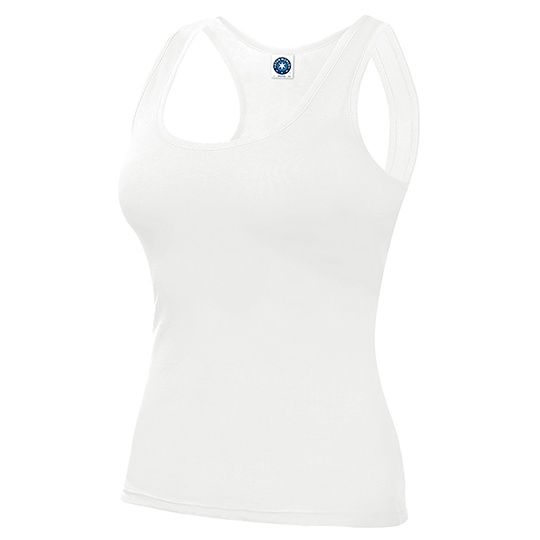 Koszulka Bez Rekawow Dopasowana Bawelna Czesana Stretch SW420 - White
