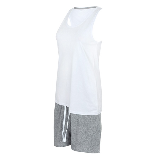Pizama Damska Top Bez Rekawow Bawelniana TC052 - White & Heather Grey