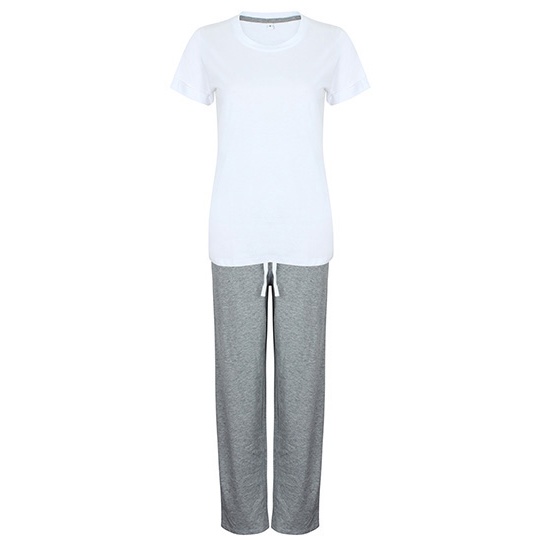 Piżama Męska Długie Nogawki Bawełniana TC053 - White & Heather Grey