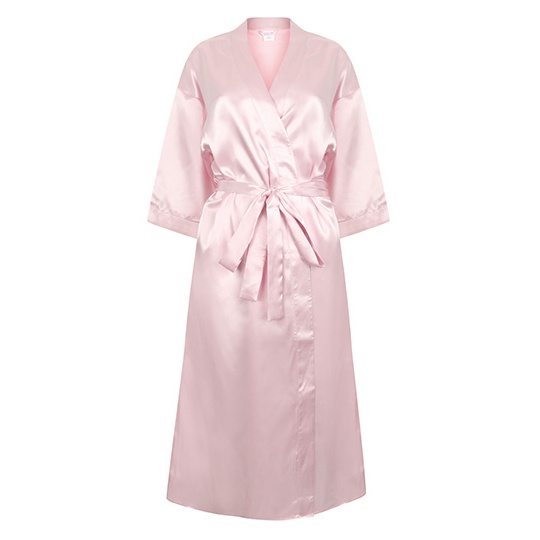 Szlafrok Kimono Damski Satynowy Elastyczny TC054 - Light Pink