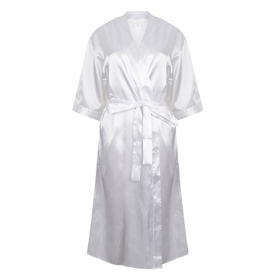 Szlafrok Kimono Damski Satynowy Elastyczny TC054 - White