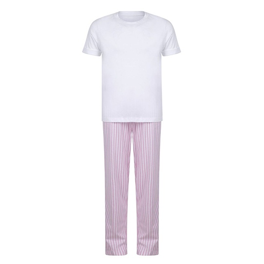 Pizama Dziecieca Bawelniana TC059 - White & Pink & White Stripe